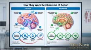 Ketamine vs opioids Baltimore mechanism comparison - How they work differently - Vita Nova Wellness Clinic, 513 Bayview Blvd, Baltimore, MD 21224